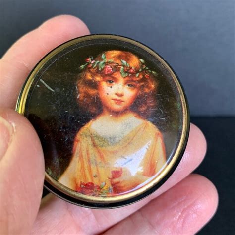 Vintage Bentley's Round Tin Box with Little Girl Illustration on